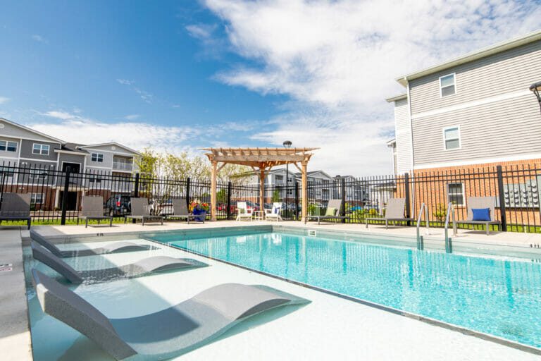 Pool view at Trailside apartments